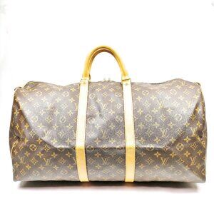 Authentic Louis Vuitton Boston Bag Keepall 55 Brown Monogram mn535-120825